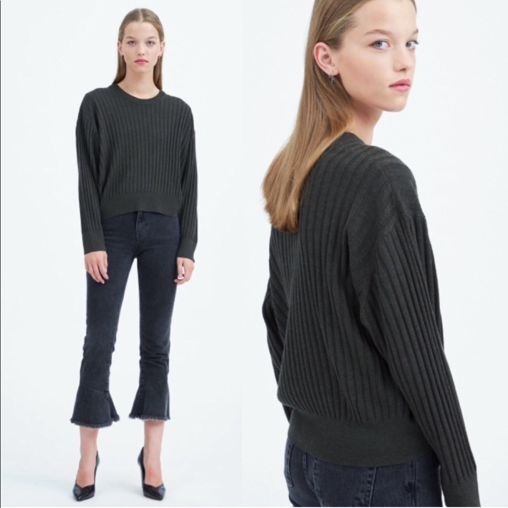 IRO Tamivia wool crop ribbed gray sweater